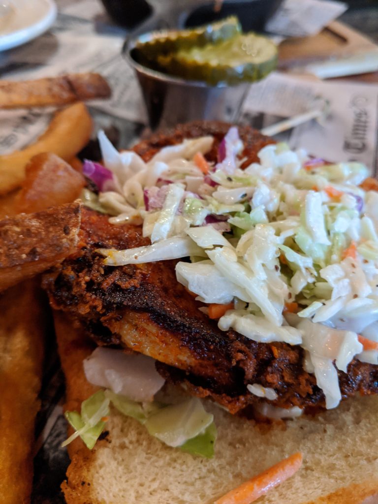 hot chicken sandwich by urbans pint house by fartley farms