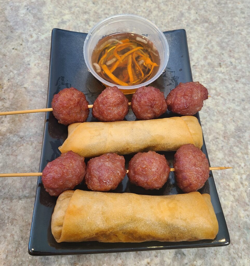meatballs and egg rolls from pho chef by fartley farms