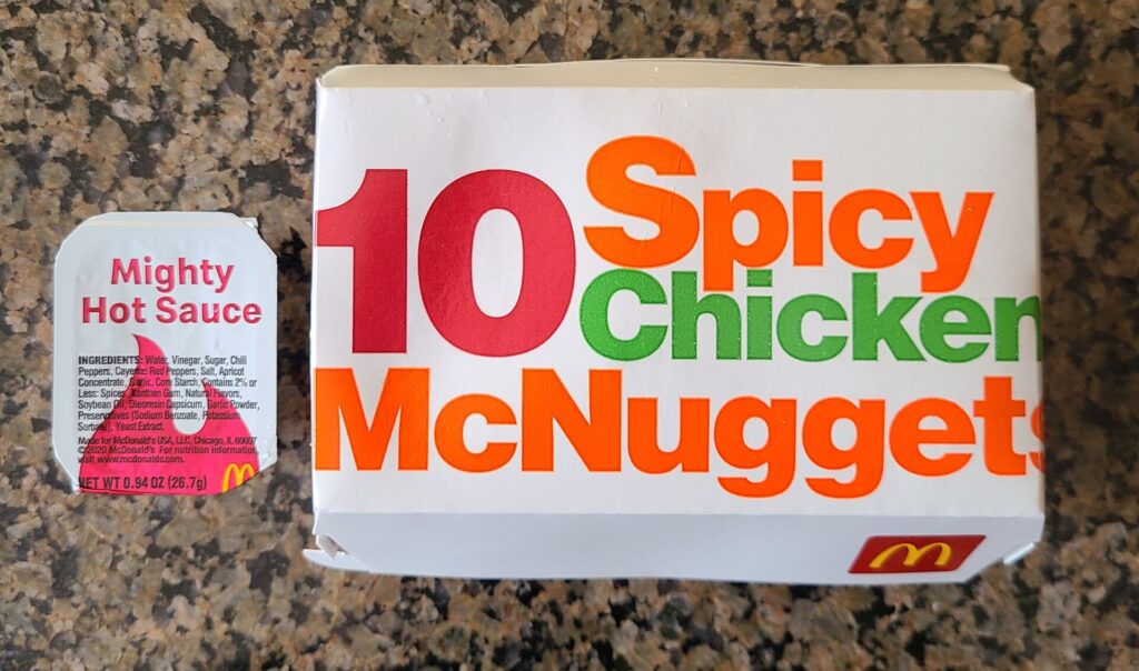 spicy mcnuggets and mighty hot sauce